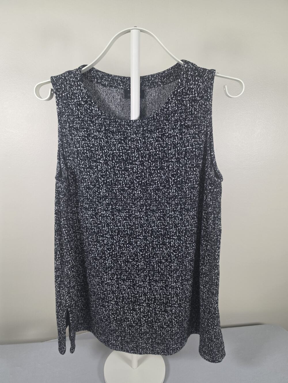 J.Jill Wearever Collection Women’s L Black White Sleeveless Knit Tunic Top Side
